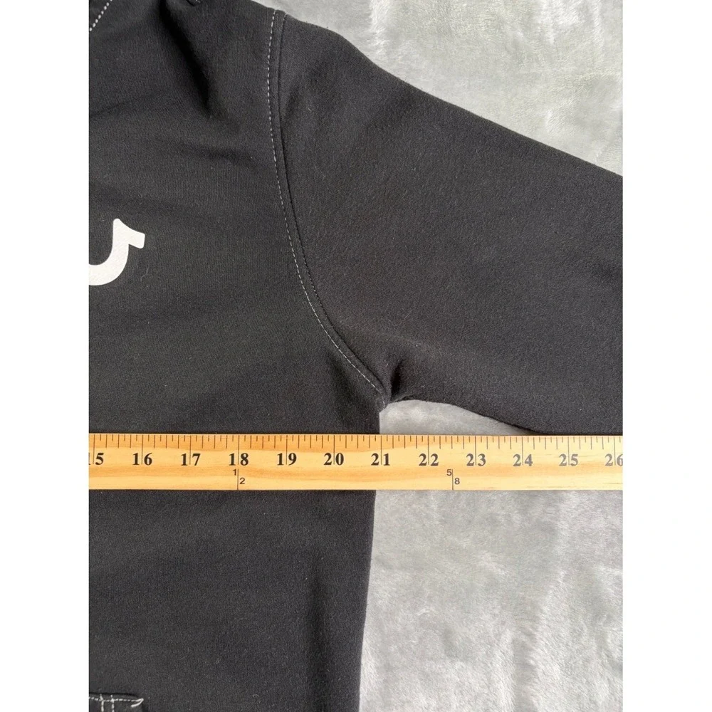 True Religion Buddha Logo Full Zip Hoodie Black White Stitching Men's Size M